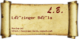 Lézinger Béla névjegykártya